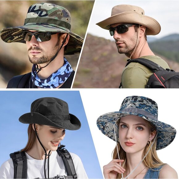 Sun Hats for Men Women Boonie Hat UPF 50+ Bucket Hat Wide Brim UV Protection Fis - Picture 5 of 6